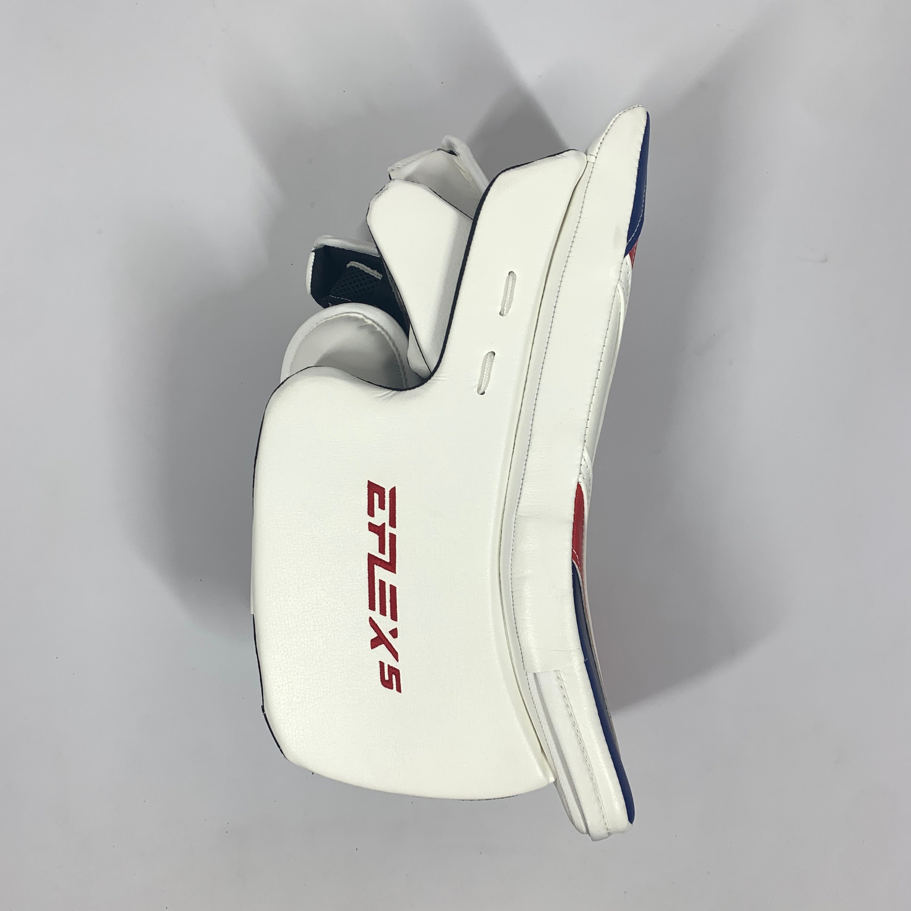 New CCM Extreme Flex 5 - Pro Stock Goalie Blocker (White/Red/Blue)